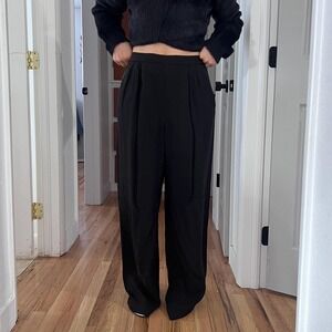 vintage 90s pleated wide leg trousers black size 10